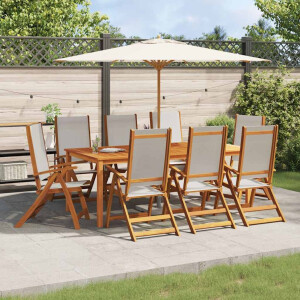 vidaXL Tuinstoelen inklapbaar 8 st massief acaciahout en textileen