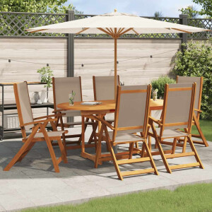 vidaXL Tuinstoelen inklapbaar 6 st massief acaciahout en textileen