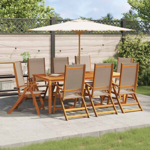vidaXL Tuinstoelen inklapbaar 8 st massief acaciahout en textileen