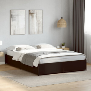 vidaXL Bedframe bewerkt hout metaal zwart 135x190 cm