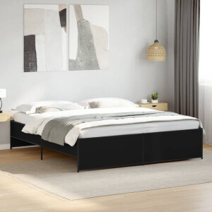 vidaXL Bedframe bewerkt hout metaal zwart 200x200 cm