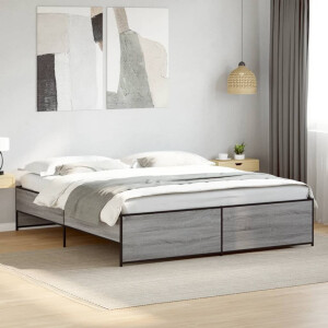 vidaXL Bedframe bewerkt hout metaal grijs sonoma eiken 180x200 cm