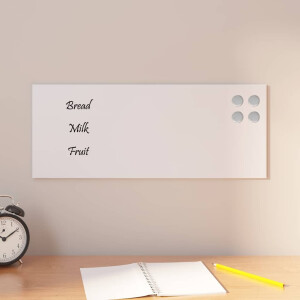 vidaXL Magneetbord voor aan de wand 50x20 cm gehard glas wit