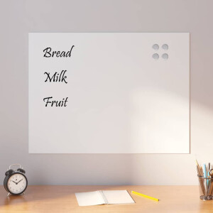 vidaXL Wandbord wandmontage 80x60 cm gehard glas wit