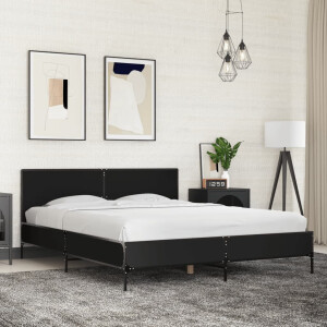 vidaXL Bedframe bewerkt hout metaal zwart 150x200 cm