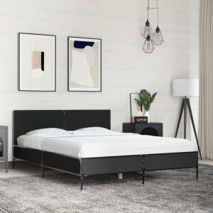 vidaXL Bedframe bewerkt hout metaal zwart 120x190 cm
