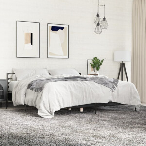 vidaXL Bedframe bewerkt hout metaal zwart 200x200 cm
