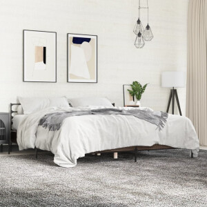 vidaXL Bedframe bewerkt hout metaal bruin eikenkleur 200x200 cm