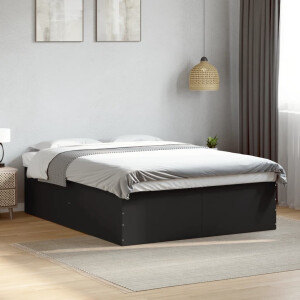 vidaXL Bedframe bewerkt hout zwart 150x200 cm