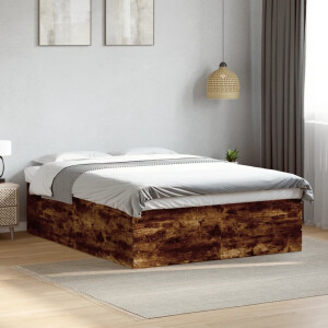 vidaXL Bedframe bewerkt hout gerookt eikenkleurig 150x200 cm