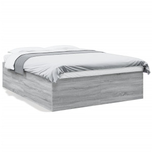 vidaXL Bedframe bewerkt hout grijs sonoma eikenkleurig 150x200 cm
