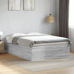 vidaXL Bedframe bewerkt hout grijs sonoma eikenkleurig 140x200 cm