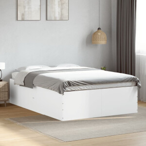 vidaXL Bedframe LED massief hout wit 120x200 cm