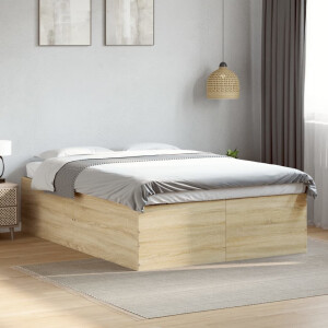 vidaXL Bedframe bewerkt hout sonoma eikenkleurig 135x190 cm