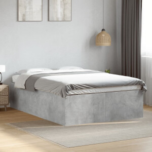 vidaXL Bedframe bewerkt hout betongrijs 135x190 cm