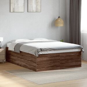 vidaXL Bedframe bewerkt hout bruin eikenkleur 135x190 cm