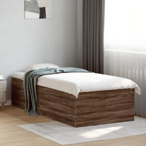 vidaXL Bedframe bewerkt hout bruin eikenkleur 100x200 cm