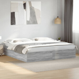 vidaXL Bedframe bewerkt hout grijs sonoma eikenkleurig 200x200 cm