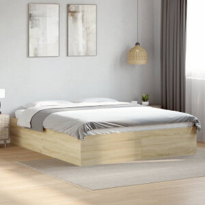 vidaXL Bedframe bewerkt hout sonoma eikenkleurig 150x200 cm