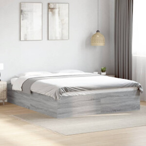 vidaXL Bedframe bewerkt hout grijs sonoma eikenkleurig 150x200 cm