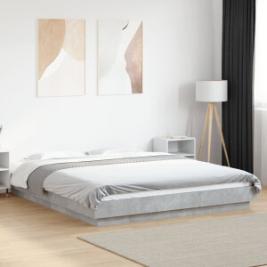 vidaXL Bedframe bewerkt hout betongrijs 150x200 cm