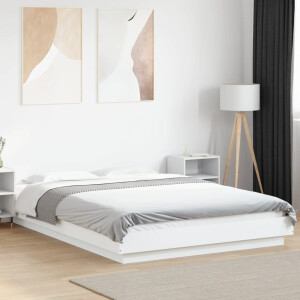 vidaXL Bedframe bewerkt hout wit 135x190 cm