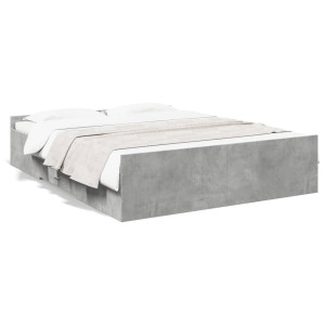 vidaXL Bedframe met lades bewerkt hout betongrijs 160x200 cm