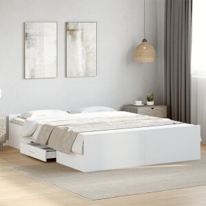 vidaXL Bedframe met lades bewerkt hout wit 140x200 cm