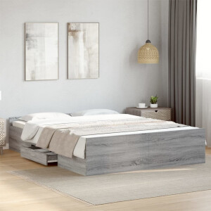 vidaXL Bedframe met lades bewerkt hout grijs sonoma eiken 140x200 cm