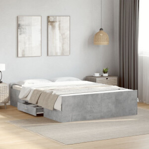 vidaXL Bedframe met lades bewerkt hout betongrijs 120x200 cm