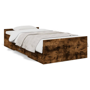 vidaXL Bedframe met lades bewerkt hout gerookt eikenkleurig 100x200 cm
