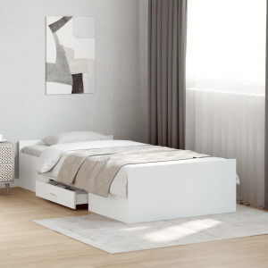vidaXL Bedframe met lades bewerkt hout wit 90x200 cm