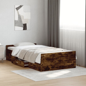 vidaXL Bedframe met lades bewerkt hout gerookt eikenkleurig 90x190 cm