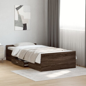 vidaXL Bedframe met lades bewerkt hout bruin eikenkleur 75x190 cm