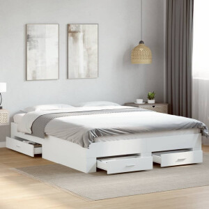 vidaXL Bedframe met lades bewerkt hout wit 140x200 cm