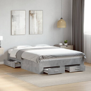 vidaXL Bedframe met lades bewerkt hout betongrijs 120x200 cm