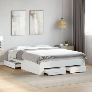 vidaXL Bedframe met lades bewerkt hout wit 140x190 cm