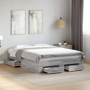 vidaXL Bedframe met lades bewerkt hout grijs sonoma eiken 120x190 cm