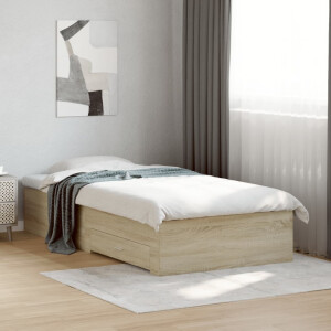 vidaXL Bedframe met lades bewerkt hout sonoma eikenkleurig 100x200 cm