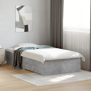 vidaXL Bedframe met lades bewerkt hout betongrijs 90x190 cm