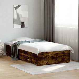 vidaXL Bedframe met lades bewerkt hout gerookt eikenkleurig 75x190 cm