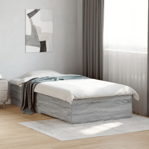 vidaXL Bedframe met lades bewerkt hout grijs sonoma eiken 75x190 cm