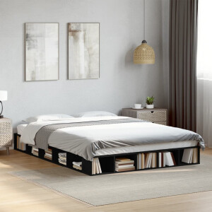vidaXL Bedframe bewerkt hout zwart 160x200 cm