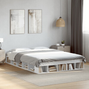 vidaXL Bedframe bewerkt hout wit 150x200 cm