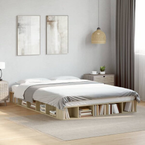 vidaXL Bedframe bewerkt hout sonoma eikenkleurig 140x200 cm