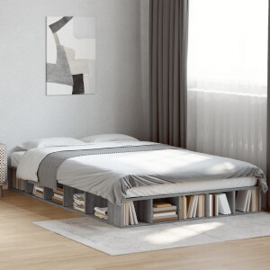 vidaXL Bedframe bewerkt hout grijs sonoma eikenkleurig 140x190 cm