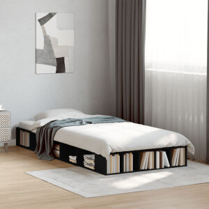 vidaXL Bedframe bewerkt hout zwart 100x200 cm