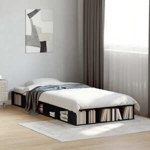 vidaXL Bedframe bewerkt hout zwart 90x190 cm
