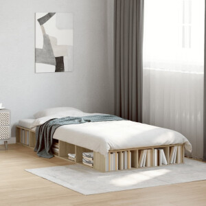 vidaXL Bedframe bewerkt hout sonoma eikenkleurig 90x190 cm