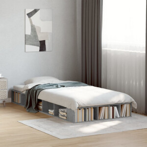 vidaXL Bedframe bewerkt hout betongrijs 75x190 cm